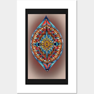 mandala, mandorla in warm tones Posters and Art